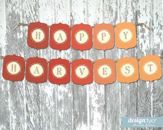Items similar to Happy Harvest Printable Thanksgiving Fall DIY Banner ...