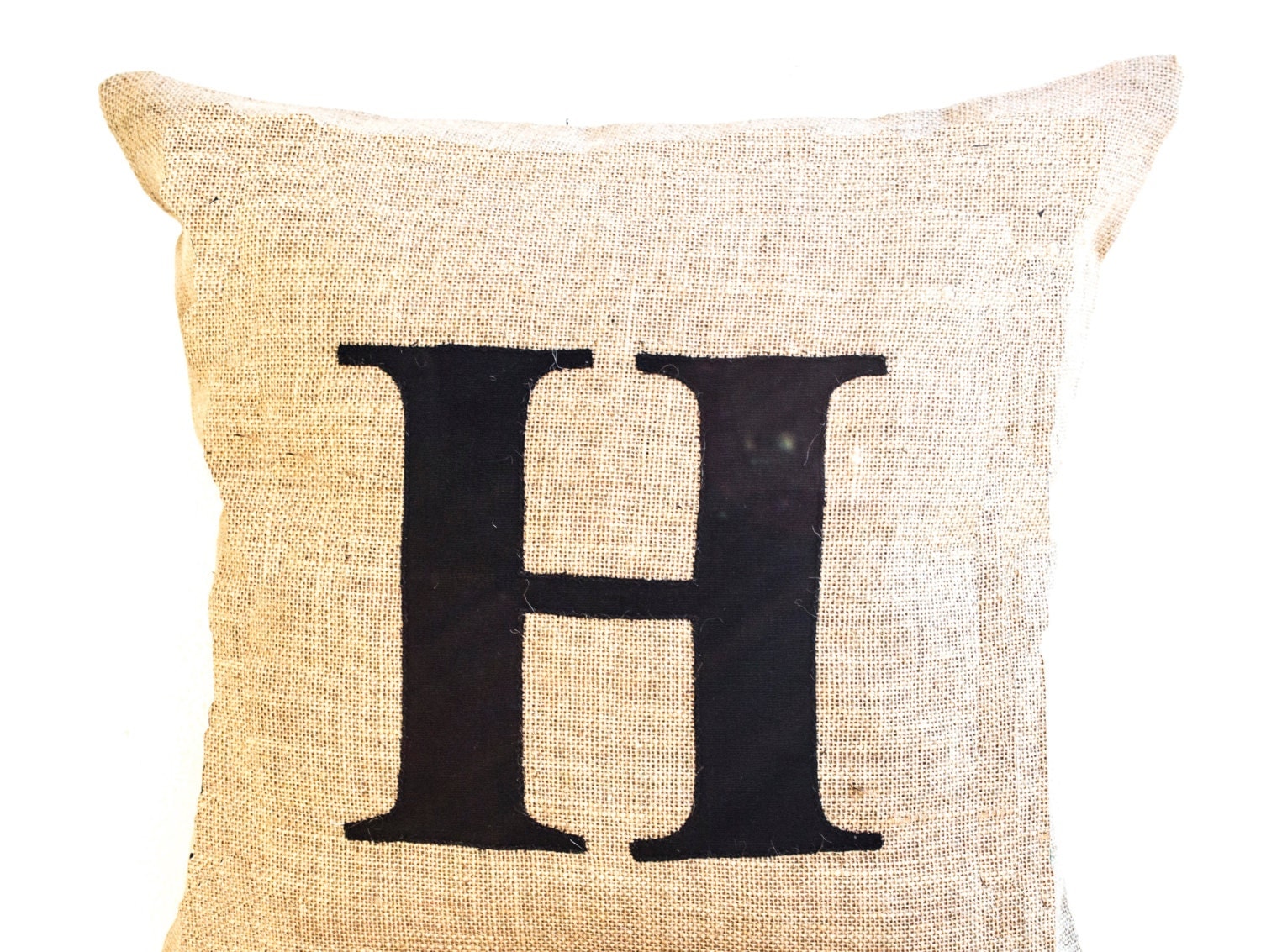 Burlap Throw Pillow with Monogram Personalized by AmoreBeaute
