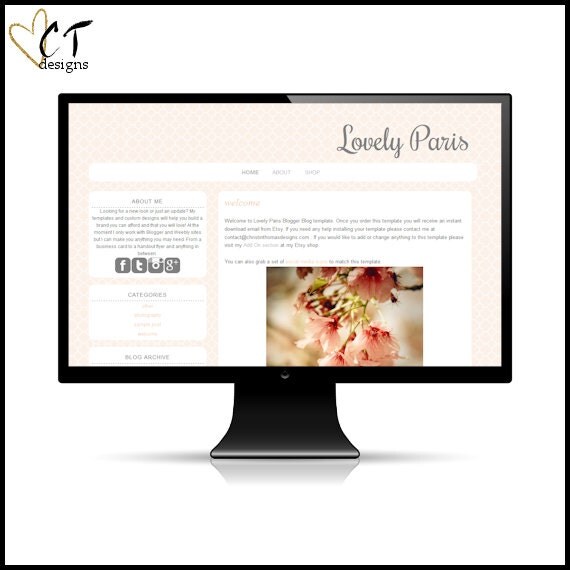 Lovely Paris Blogger Blog Template Il_570xn