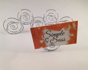 Silver wire table number holder place card holder with swirl design (set of 6)