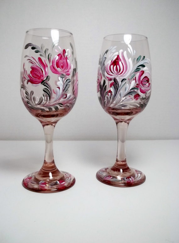 Rose Glassware Pink Glass Wine Glasses Toasting Glasses