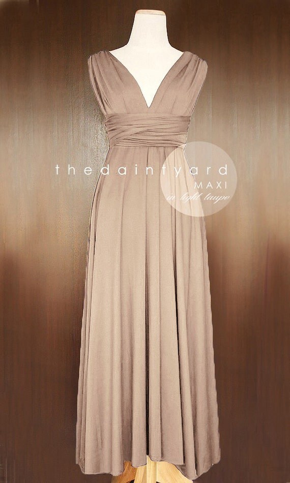 MAXI Light Taupe Bridesmaid Dress Convertible Dress Infinity