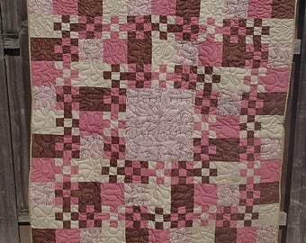 Pink and mocha checkerboard quilt ON SALE!!