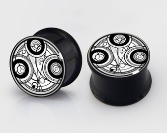 Time Machine Plug,Pairs Titanium Anodized Double Flare Ear Plugs Tunnels Earlets Gauges Sold By Pairs 2pcs With Jewelry Box 0g 00g 2g Gauges