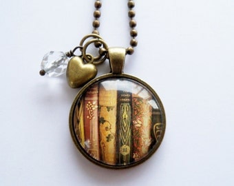 Book Necklace - Book Jewelry - Librarian Pendant - Gift For Writer - Bibliophile - Book Lover Necklace - Literary Jewelry - Library Book (1)