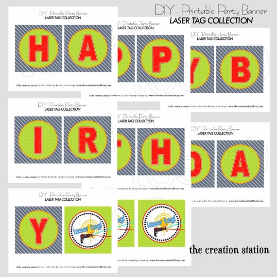 PRINTABLE Party Banner Laser Tag by thecreationstation19 on Etsy
