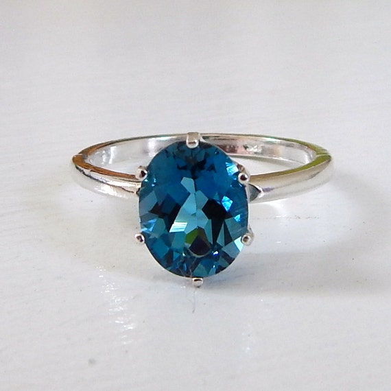 2.5 5.0 ct Certified London Blue Topaz Rings by OliviaRoseSilver