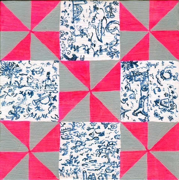 Items similar to Flutter Wheel with Toile original painting on Etsy