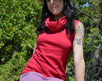 The Sleeveless Chunky Cowlneck top in Organic Hemp/Cotton Jersey. Made to order.