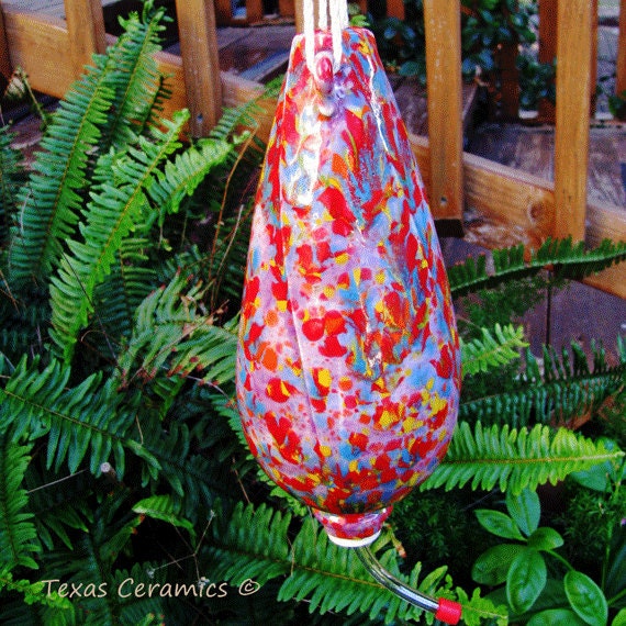 Ceramic Teardrop Shaped Hummingbird Feeder in by TexasCeramics
