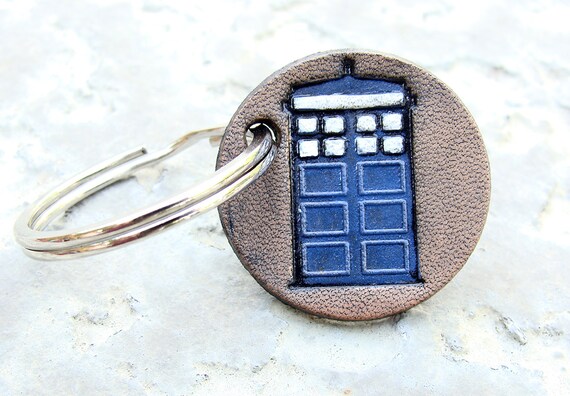 Personalized Keychain Doctor Who Small Leather 