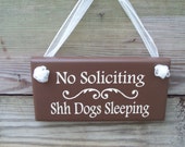 No Soliciting Shh Dogs Sleeping Wood Vinyl Sign Wester Country Brown Home Decor Pet Sign