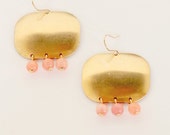 Big Brass and Coral Statement Chandelier Earrings
