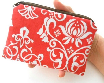 Coin Purse ECO Friendly Padded Little Zipper Pouch Coral Bliss