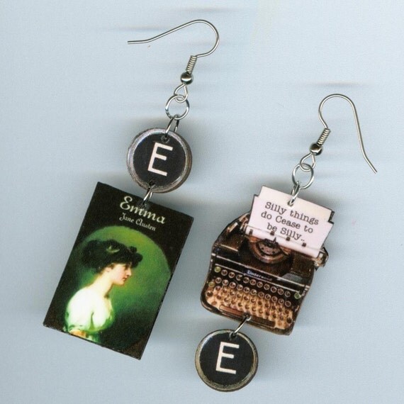 Book Cover Earrings Emma Jane Austen quote by