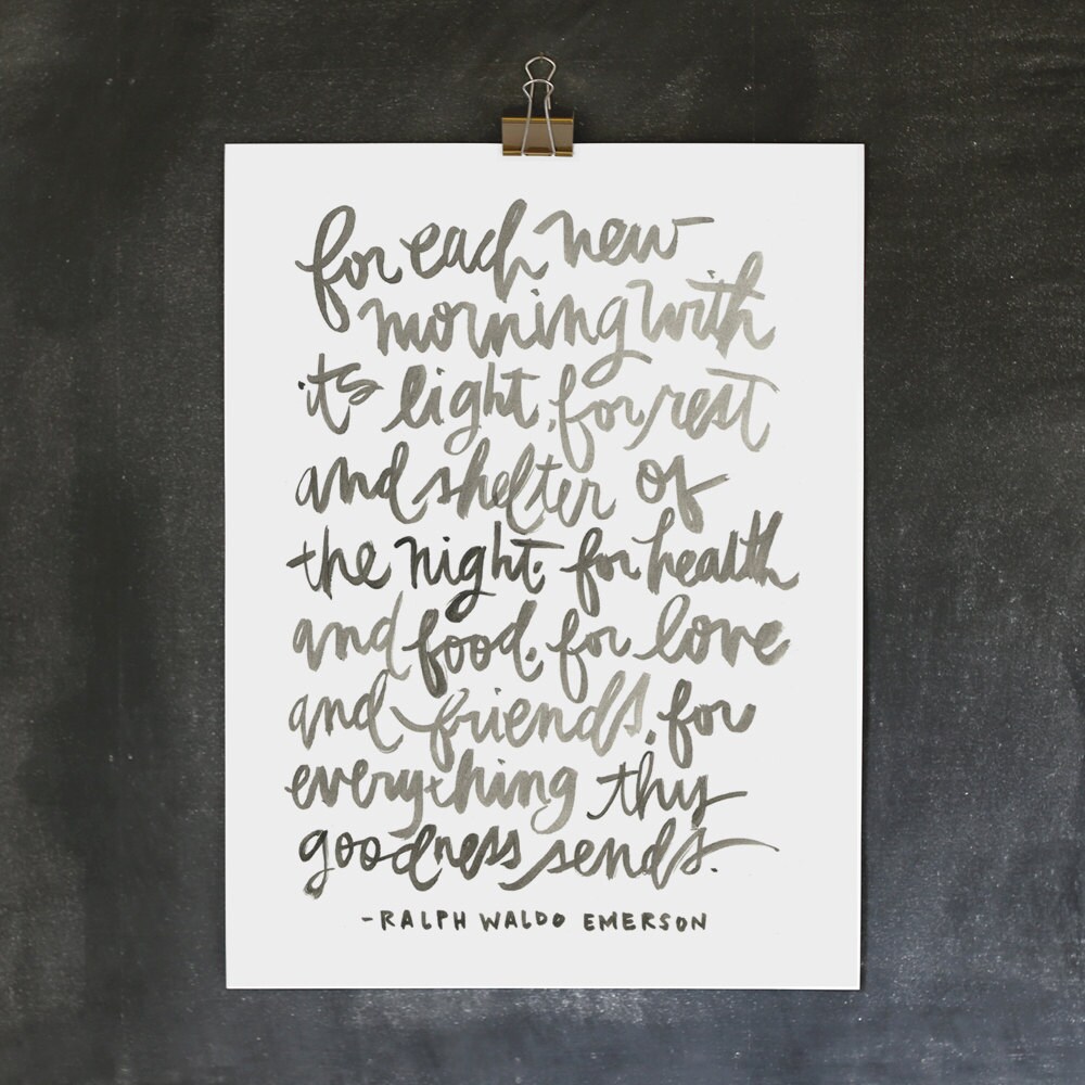 18x24 poster / ralph waldo emerson thankful print