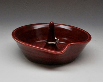 Ceramic Burgundy Ring Holder Wheel Thrown Pottery
