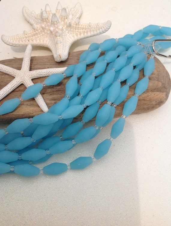 Sea Glass Bead Beach Glass Sea Glass Jewelry Blue Drilled