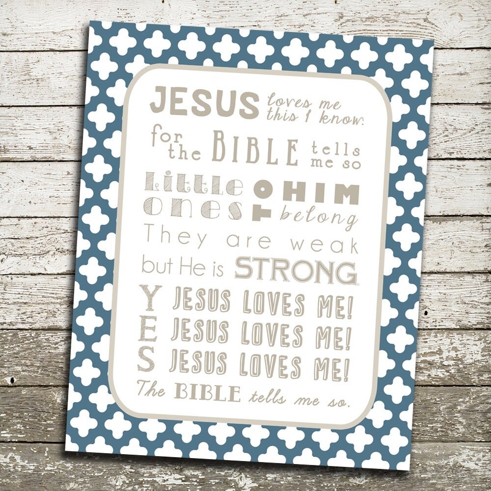 Jesus Loves Me Wall Art Print Baby Shower Gift Nursery Art