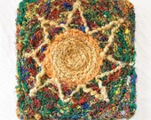 Celestial Solar Table Pouch - Silk Rug Bag Keeper - GreenMan Sun - Holder of Important Things - Multicolored rainbow green