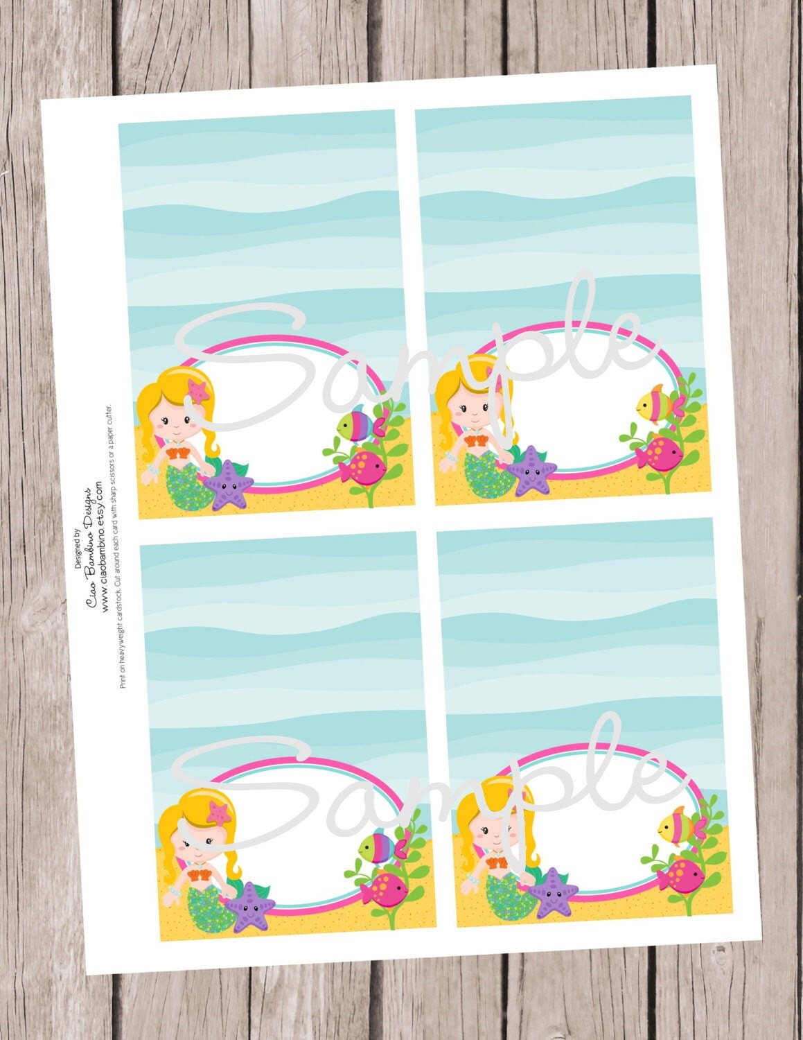 PRINTABLE Mermaid Tent Cards / Blonde Mermaid / by ciaobambino
