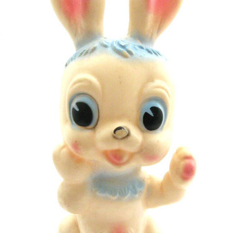Vintage 1960s Squeaky Toy Bunny Rabbit Rubber by ModandMint