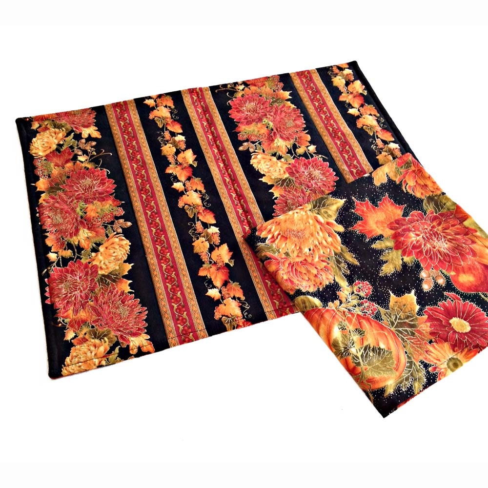 Thanksgiving Placemats and Napkins Fall Floral Placemats and