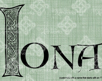 Digital Download Celtic Illumination Letter I, digi stamp, digis, St Patricks Day, Ornate digital collage sheet, Animal Inspired