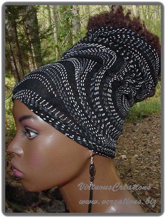 Headband-Tube-Dreadlocks-Black White & Gray Glitter-Locs