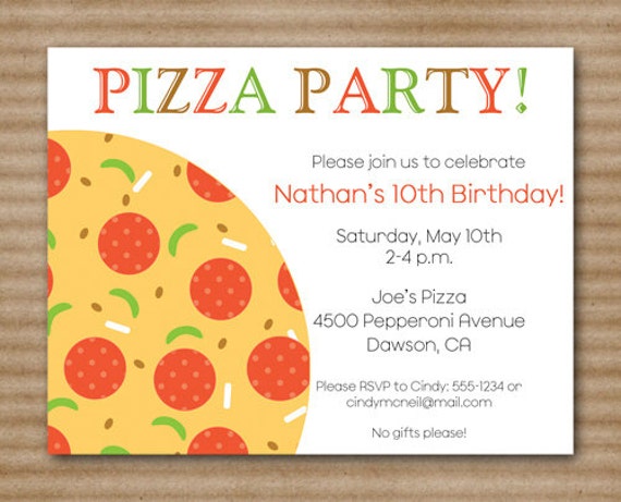 PRINTABLE Pizza Party Invitation Slumber by PaperHouseDesigns