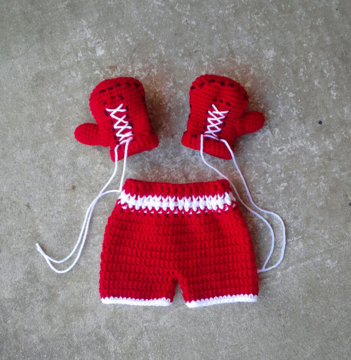 Boxing gloves shorts set trunks Crochet Boxer set newborn 0 3