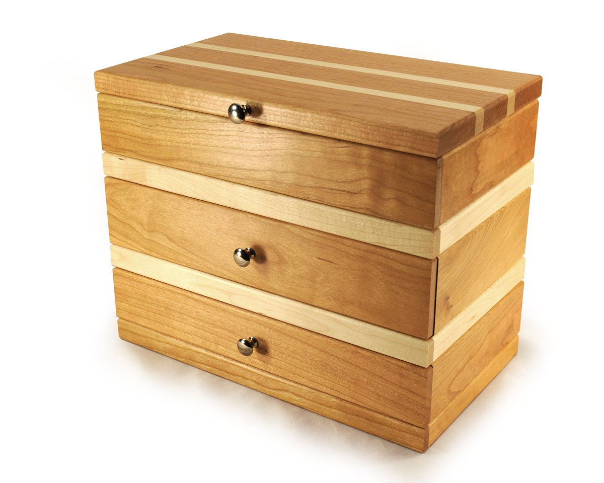 Modular Jewelry Box System Cherry and Maple Set