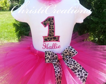 Baby Girl First Birthday Outfit - 1st Birthday Tutu - Leopard Birthday - Girls Cake Smash Outfit