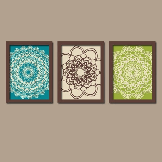 Turquoise Brown Wall Art Bedroom Pictures CANVAS or by TRMdesign