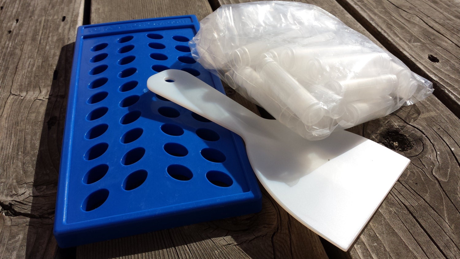 Oval Lip Balm Tube Filling Tray with Scraper & Tubes White