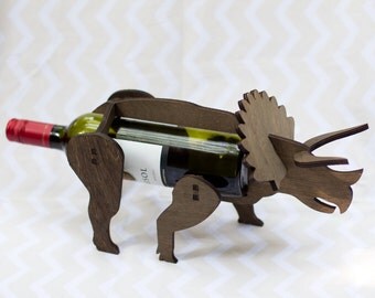 Wine-O-Saur Wooden Dinosaur Wine Rack Triceratops