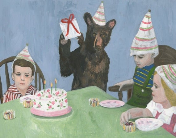 The birthday party. Original oil painting by Vivienne