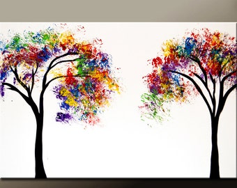 Custom Abstract Landscape Canvas Art Original Painting MADE TO ORDER 36x24 Contemporary Tree Art by Destiny Womack - dWo - Reaching for You