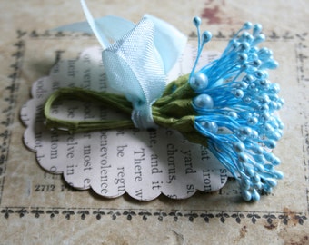 NEW! Vintage Aqua Millinery Stamens - Vintage Store Stock Stamen Clusters - Vintage Millinery Stamens - Pastel Wedding Corsage Supplies