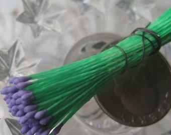 Millinery Flower Stamen Germany 100 Stems Green And Purple 86-24