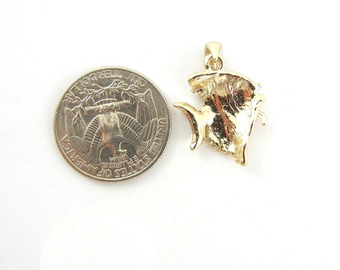 Fish Pendant Rhinestones Small Gold-tone