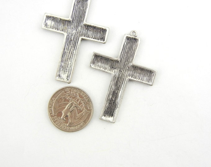 Pair of Silver-tone Scroll Design Cross Charms