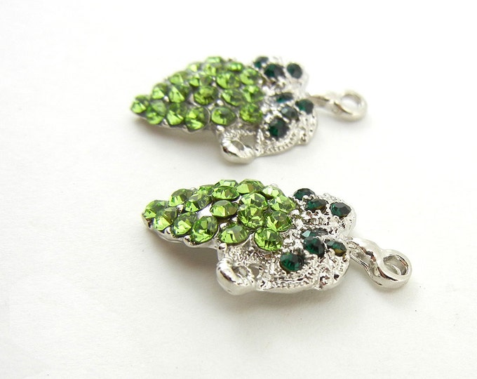 Pair of Grape Charms Green Rhinestones