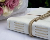 LARGE White Leather Wedding Guest Book A simple, elegant, neutral bridal album bound in the Longstitch style. Made in the UK ships worldwide