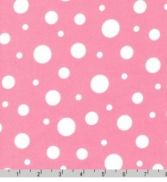 Cozy Cotton Flannel in Pink White Polka Dot Bubble Fabric for