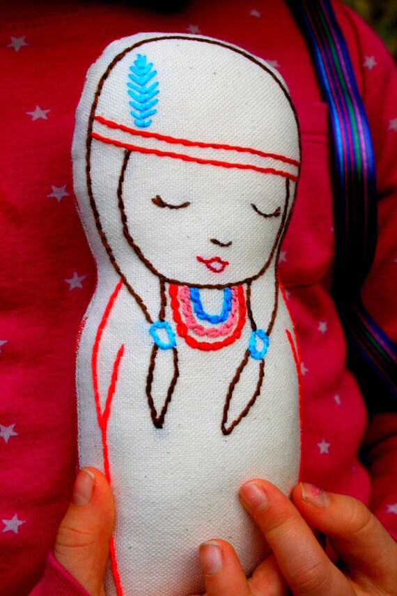 Joy Native American Inspired Linen doll plush toy Nursery