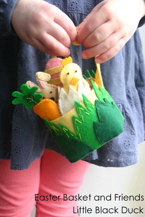 Easter Basket DIY Kit Wool Felt Kit Bunny Spring Chick