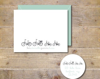 Personalized Note Cards . Stationery . Bike Stationery . Family Stationary - Family Ride, Mother's Day Gift, Gift for Mom