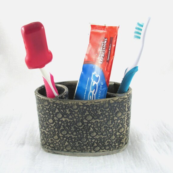 Ceramic Toothbrush Holder Utility Storage Desk Organizer Blue