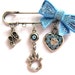 New Safetly HAMSA PIN Judaica Babys Boy Evil Eye Kabbalah Pram Gift Swarovski crystal Blue